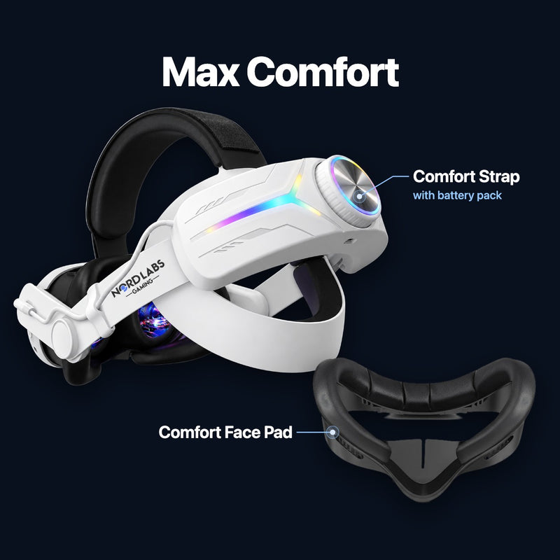 Max Comfort bundle: Comfort Strap with battery pack + Comfort Face Pad (white)