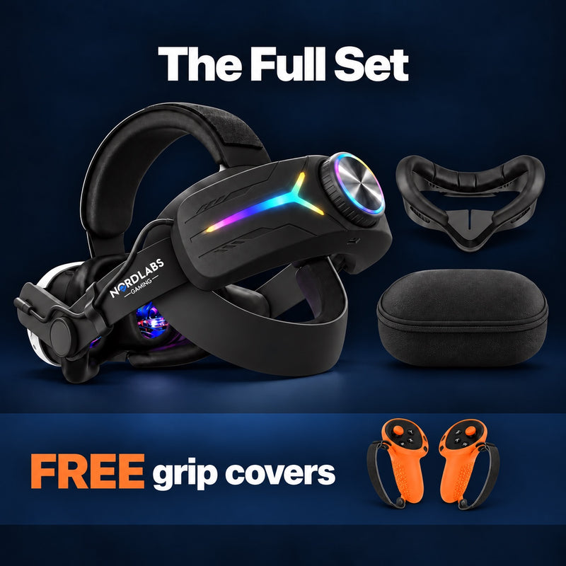 Halloween The Full Set grip covers v4 (black): strap with battery, comfort face pad, carrying case and FREE controller grip covers