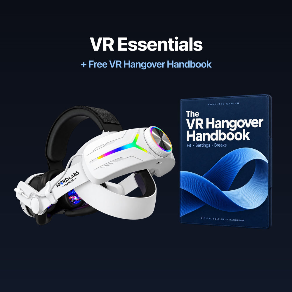 VR Essentials — White Comfort Strap + Battery Pack and Free VR Hangover Handbook