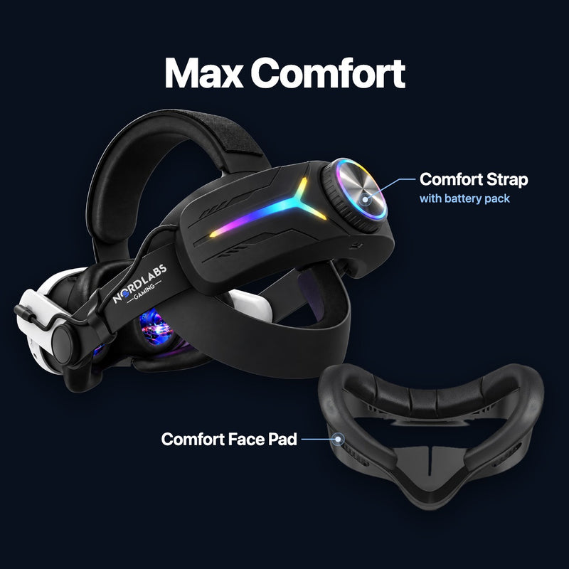 Max Comfort bundle: Comfort Strap with battery pack + Comfort Face Pad (black)