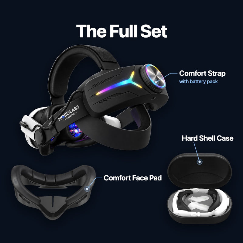The Full Set: Comfort Strap with battery pack, Comfort Face Pad and Hard Shell Case (black)