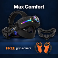 Halloween Max Comfort grip covers v4 (black): strap with battery, face pad and FREE controller grip covers