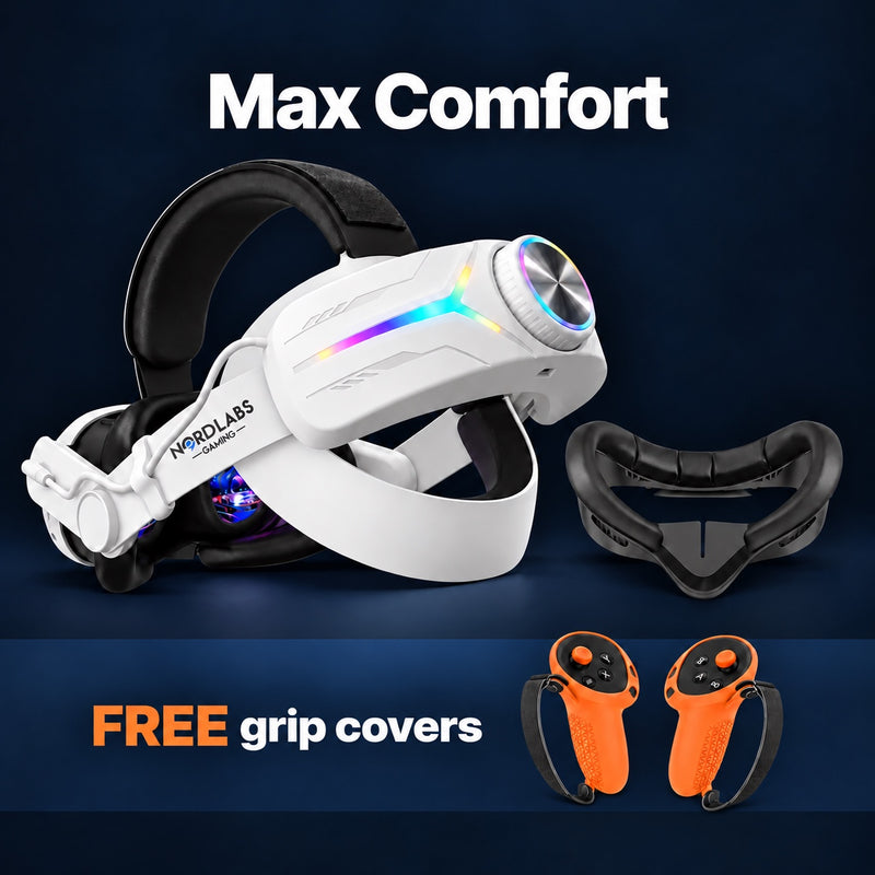 Halloween Max Comfort grip covers v4 (white): strap with battery, face pad and FREE controller grip covers