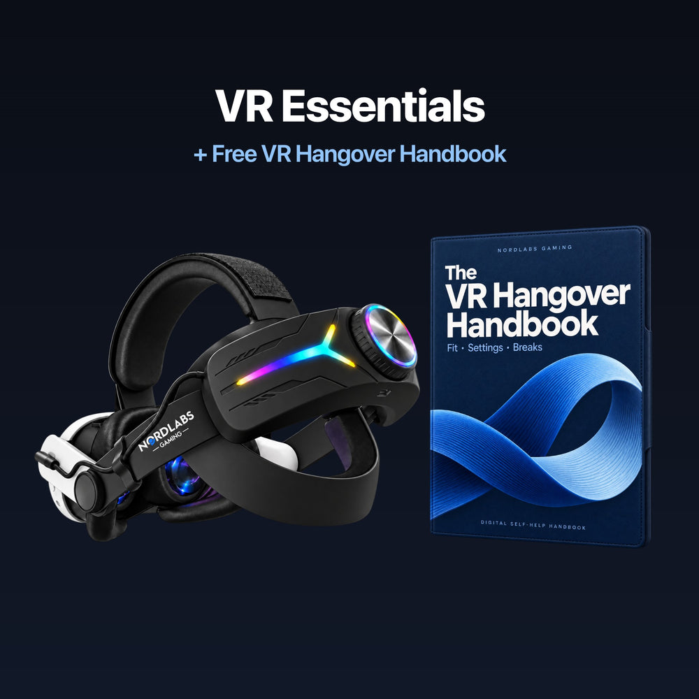 VR Essentials — Black Comfort Strap + Battery Pack and Free VR Hangover Handbook